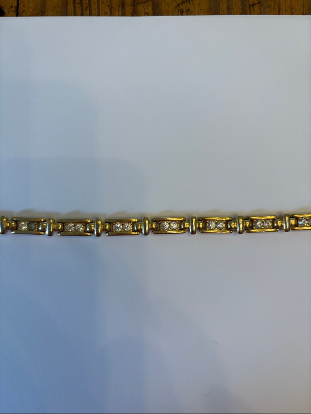 Gold-Tone Link Bracelet with Clear Stones - Women Jewelry